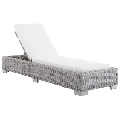 Outdoor Beds Modway Furniture Conway Light Gray White EEI-3978-LGR-WHI 889654982609 Daybeds and Lounges Gray GreyRed Burgundy rubyWhit Aluminum Aluminum Synthetic W Aluminum Chaise Chair 