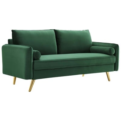 Sofas and Loveseat Modway Furniture Revive Emerald EEI-3988-EME 889654168645 Sofas and Armchairs Chaise LoungeLoveseat Love sea Velvet Sofa Set set 