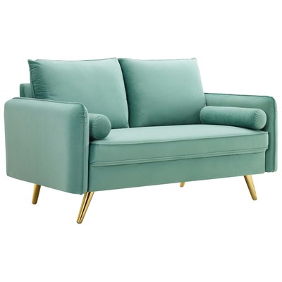 Sofas and Loveseat Modway Furniture Revive Mint EEI-3989-MIN 889654168737 Sofas and Armchairs Chaise LoungeLoveseat Love sea Velvet Sofa Set set 