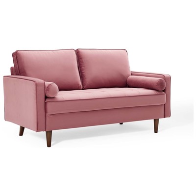 Sofas and Loveseat Modway Furniture Valour Dusty Rose EEI-4004-DUS 889654169666 Sofas and Armchairs Loveseat Love seatSofa Velvet Contemporary Contemporary/Mode Sofa Set setTufted tufting 