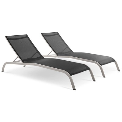 Outdoor Beds Modway Furniture Savannah Black EEI-4005-BLK 889654169741 Daybeds and Lounges Black ebony Aluminum Frame Aluminum Alumin Aluminum Chaise Chair 