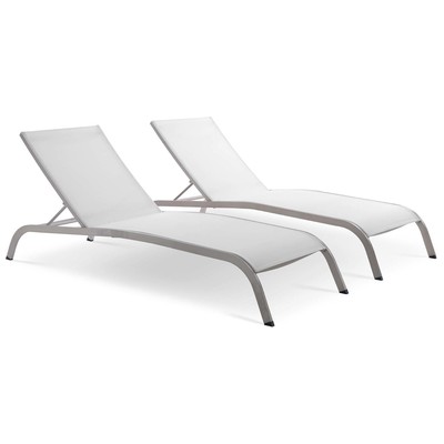 Outdoor Beds Modway Furniture Savannah White EEI-4005-WHI 889654169765 Daybeds and Lounges White snow Aluminum Frame Aluminum Alumin Aluminum Chaise Chair 