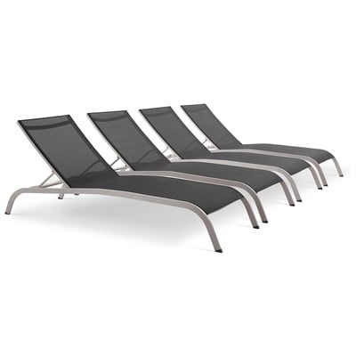 Outdoor Beds Modway Furniture Savannah Black EEI-4007-BLK 889654169802 Daybeds and Lounges Black ebony Aluminum Frame Aluminum Alumin Aluminum Chaise Chair 
