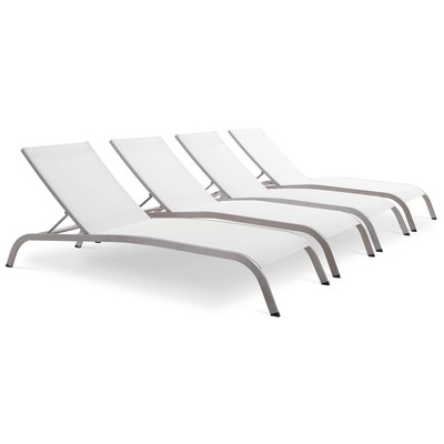 Outdoor Beds Modway Furniture Savannah White EEI-4007-WHI 889654169826 Daybeds and Lounges White snow Aluminum Frame Aluminum Alumin Aluminum Chaise Chair 