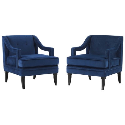 Sofas and Loveseat Modway Furniture Concur Navy EEI-4026-NAV 889654995616 Sofas and Armchairs Chaise LoungeLoveseat Love sea Velvet Contemporary Contemporary/Mode Sofa Set setTufted tufting 