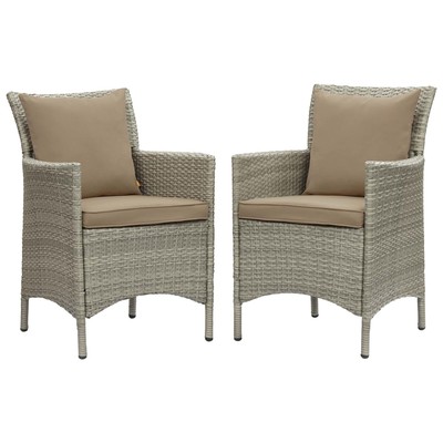 Dining Room Chairs Modway Furniture Conduit Light Gray Mocha EEI-4027-LGR-MOC 889654170167 Bar and Dining Gray Grey Arm Chair Armchair Arm Steel Metal Iron Gray Smoke SMOKED TaupeMetal A 