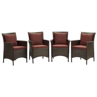 Dining Room Chairs Modway Furniture Conduit Brown Currant EEI-4031-BRN-CUR 889654170495 Bar and Dining Brown sable Armchair Arm Steel Metal Iron Brown WALNUTMetal Aluminum ste 