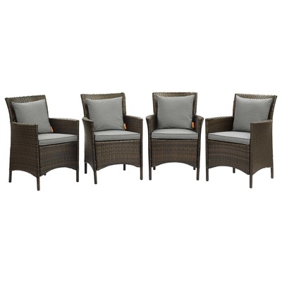 Dining Room Chairs Modway Furniture Conduit Brown Gray EEI-4031-BRN-GRY 889654170518 Bar and Dining Brown sableGray Grey Armchair Arm Steel Metal Iron Brown WALNUTGray Smoke SMOKED 