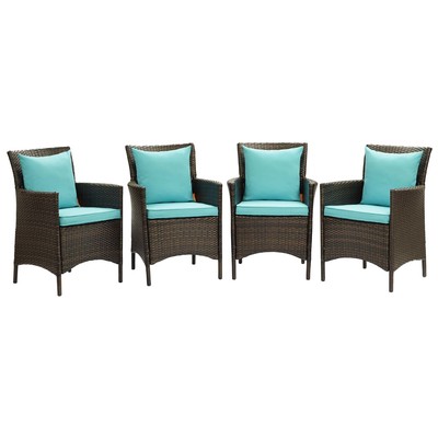 Dining Room Chairs Modway Furniture Conduit Brown Turquoise EEI-4031-BRN-TRQ 889654170570 Bar and Dining Brown sable Armchair Arm Steel Metal Iron Brown WALNUTMetal Aluminum ste 