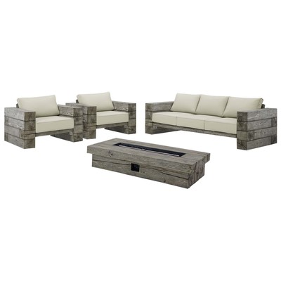 Modway Furniture Outdoor Sofas and Sectionals, Beige,Cream,beige,ivory,sand,nudeGray,Grey, Sofa, Gray,Light Gray, Sofa Sectionals, 889654998839, EEI-4036-LGR-BEI-SET