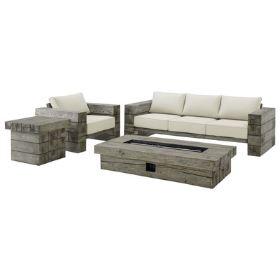 Modway Furniture Outdoor Sofas and Sectionals, Beige,Cream,beige,ivory,sand,nudeGray,Grey, Sofa, Gray,Light Gray, Sofa Sectionals, 889654170723, EEI-4037-LGR-BEI-SET