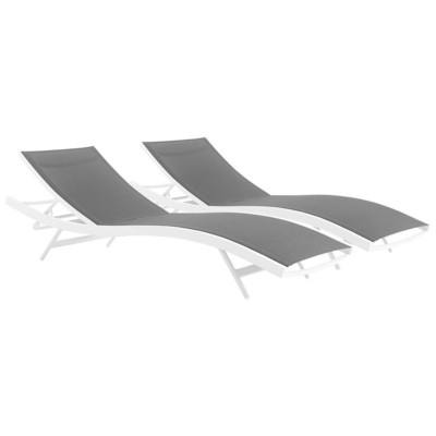 Outdoor Beds Modway Furniture Glimpse White Gray EEI-4038-WHI-GRY 889654170730 Daybeds and Lounges Gray GreyWhite snow Aluminum Frame Aluminum Alumin Aluminum Chaise Chair 