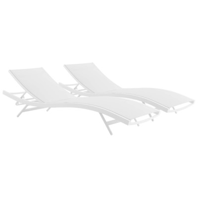 Outdoor Beds Modway Furniture Glimpse White White EEI-4038-WHI-WHI 889654170754 Daybeds and Lounges White snow Aluminum Frame Aluminum Alumin Aluminum Chaise Chair 