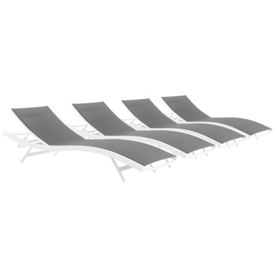 Outdoor Beds Modway Furniture Glimpse White Gray EEI-4039-WHI-GRY 889654998822 Daybeds and Lounges Gray GreyWhite snow Aluminum Frame Aluminum Alumin Aluminum Chaise Chair 