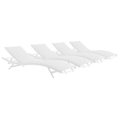 Outdoor Beds Modway Furniture Glimpse White White EEI-4039-WHI-WHI 889654998808 Daybeds and Lounges White snow Aluminum Frame Aluminum Alumin Aluminum Chaise Chair 