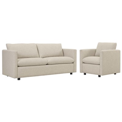 Sofas and Loveseat Modway Furniture Activate Beige EEI-4045-BEI-SET 889654987451 Sofas and Armchairs Chaise LoungeLoveseat Love sea Polyester Contemporary Contemporary/Mode Sofa Set set 