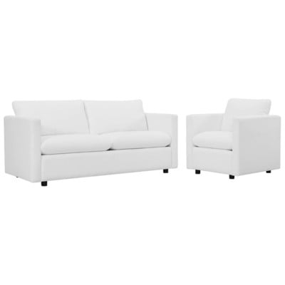 Sofas and Loveseat Modway Furniture Activate White EEI-4045-WHI-SET 889654998686 Sofas and Armchairs Chaise LoungeLoveseat Love sea Polyester Contemporary Contemporary/Mode Sofa Set set 