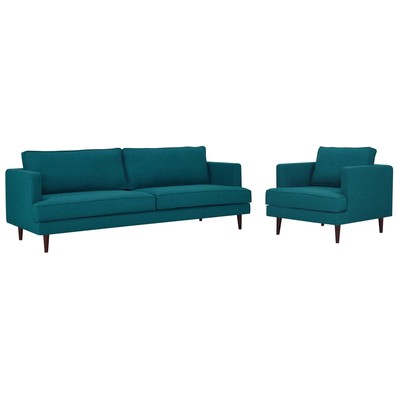 Sofas and Loveseat Modway Furniture Agile Teal EEI-4080-TEA-SET 889654998518 Sofas and Armchairs Chaise LoungeLoveseat Love sea Contemporary Contemporary/Mode Sofa Set set 