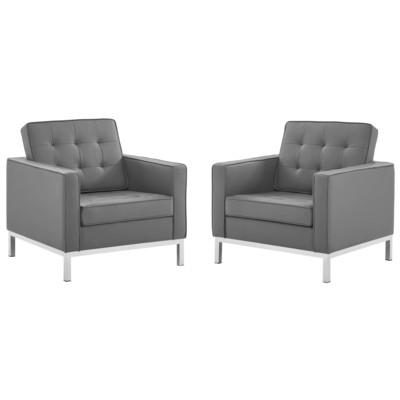 Modway Furniture Chairs, Gray,GreySilver, Accent Chairs,AccentArmChairs,Arm ChairLounge Chairs,Lounge, Sofas and Armchairs, 889654997887, EEI-4101-SLV-GRY