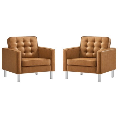 Modway Furniture Chairs, Silver, Accent Chairs,AccentArmChairs,Arm ChairLounge Chairs,Lounge, Sofas and Armchairs, 889654997863, EEI-4101-SLV-TAN