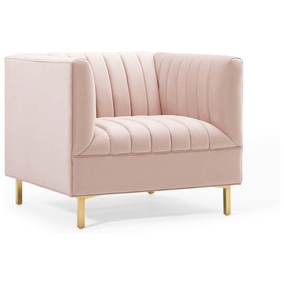 Modway Furniture Chairs, Gold,Pink,Fuchsia,blush, Accent Chairs,AccentLounge Chairs,Lounge, Sofas and Armchairs, 889654171393, EEI-4130-PNK