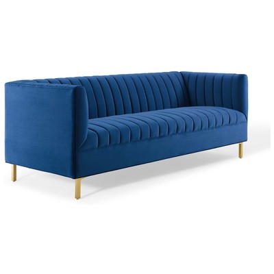Sofas and Loveseat Modway Furniture Shift Navy EEI-4132-NAV 889654171485 Sofas and Armchairs Chaise LoungeLoveseat Love sea Velvet Sofa Set setTufted tufting 