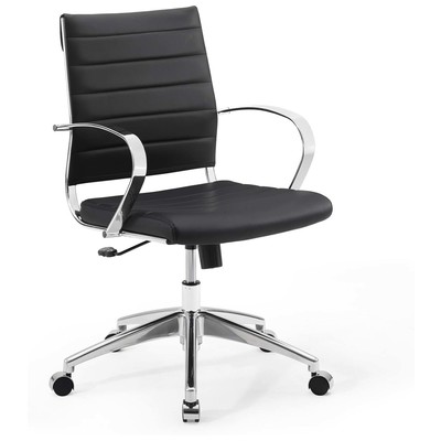 Office Chairs Modway Furniture Jive Black EEI-4136-BLK 889654171669 Office Chairs Chrome Metal Steel Stainless S Black Leather LeatheretteMetal 
