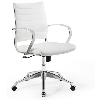 Office Chairs Modway Furniture Jive White EEI-4136-WHI 889654171720 Office Chairs Chrome Metal Steel Stainless S Leather LeatheretteMetal Alumi 
