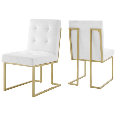 Dining Room Chairs Modway Furniture Privy Gold White EEI-4151-GLD-WHI 889654996842 Dining Chairs Gold White snow Aluminu Alu+ PE wicker+ Cushio Gold OCHRE OrangeMetal Aluminu 