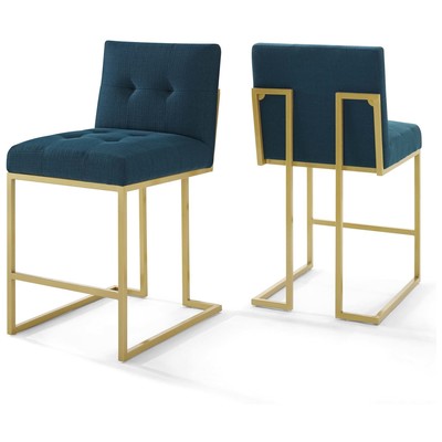 Bar Chairs and Stools Modway Furniture Privy Gold Azure EEI-4154-GLD-AZU 889654996675 Dining Chairs Gold Bar Counter Footrest 