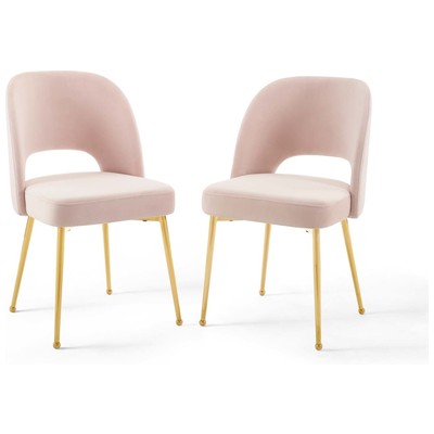 Dining Room Chairs Modway Furniture Rouse Pink EEI-4162-PNK 889654995432 Dining Chairs Gold Pink Fuchsia blush Side Chair Aluminu Alu+ PE wicker+ Cushio Gold OCHRE OrangeMetal Aluminu 