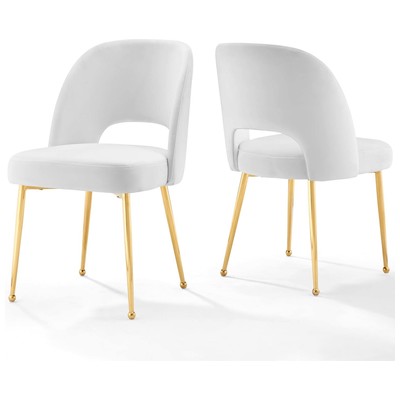 Dining Room Chairs Modway Furniture Rouse White EEI-4162-WHI 889654995425 Dining Chairs Gold White snow Side Chair Aluminu Alu+ PE wicker+ Cushio Gold OCHRE OrangeMetal Aluminu 