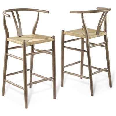 Modway Furniture Bar Chairs and Stools, Gray,Grey, Bar,Counter, Wood, Bar and Counter Stools, 889654995357, EEI-4166-GRY