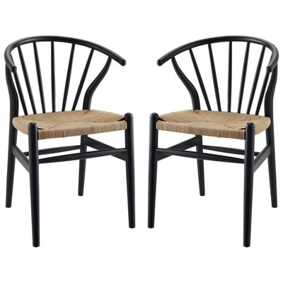 Dining Room Chairs Modway Furniture Flourish Black EEI-4168-BLK 889654990871 Dining Chairs Black ebony Side Chair HARDWOOD PAPER Wood MDF Plywoo Black DarkWood Plywood 