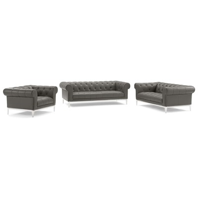 Modway Furniture Sofas and Loveseat, Loveseat,Love seatSofa, Leather, Sofa Set,setTufted,tufting, Sofas and Armchairs, 889654995302, EEI-4190-GRY-SET
