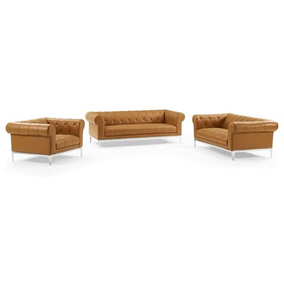 Modway Furniture Sofas and Loveseat, Loveseat,Love seatSofa, Leather, Sofa Set,setTufted,tufting, Sofas and Armchairs, 889654995296, EEI-4190-TAN-SET