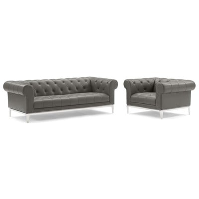 Modway Furniture Sofas and Loveseat, Loveseat,Love seatSofa, Leather, Sofa Set,setTufted,tufting, Sofas and Armchairs, 889654995289, EEI-4191-GRY-SET