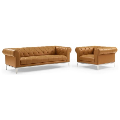Modway Furniture Sofas and Loveseat, Loveseat,Love seatSofa, Leather, Sofa Set,setTufted,tufting, Sofas and Armchairs, 889654995272, EEI-4191-TAN-SET
