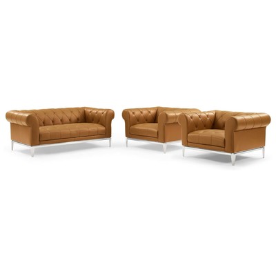 Sofas and Loveseat Modway Furniture Idyll Tan EEI-4194-TAN-SET 889654995210 Sofas and Armchairs Loveseat Love seatSofa Leather Sofa Set setTufted tufting 
