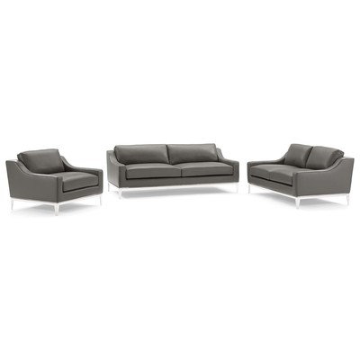 Sofas and Loveseat Modway Furniture Harness Gray EEI-4197-GRY-SET 889654995166 Sofas and Armchairs Loveseat Love seatSofa Cotton Leather Contemporary Contemporary/Mode Sofa Set set 