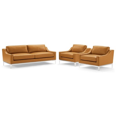 Sofas and Loveseat Modway Furniture Harness Tan EEI-4199-TAN-SET 889654995111 Sofas and Armchairs Loveseat Love seatSofa Cotton Leather Contemporary Contemporary/Mode Sofa Set set 