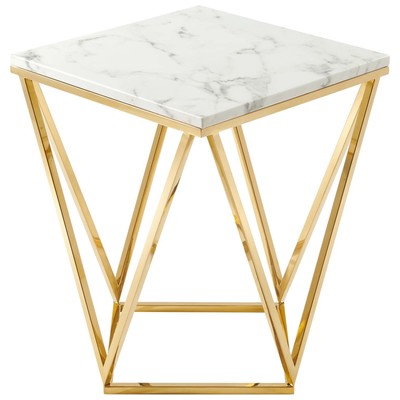 Modway Furniture Accent Tables, Metal Tables,metal,aluminum,ironAccent Tables,accentEnd Tables,End tableSide Tables,side, Tables, 889654961246, EEI-4206-GLD-WHI