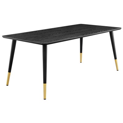 Dining Room Tables Modway Furniture Vigor Black EEI-4216-BLK 889654978992 Bar and Dining Tables Legs Rectangular Black Gold Metal Aluminum BRON 