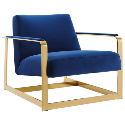 Chairs Modway Furniture Seg Gold Navy EEI-4219-GLD-NAV 889654994220 Sofas and Armchairs Blue navy teal turquiose indig Accent Chairs Accent 
