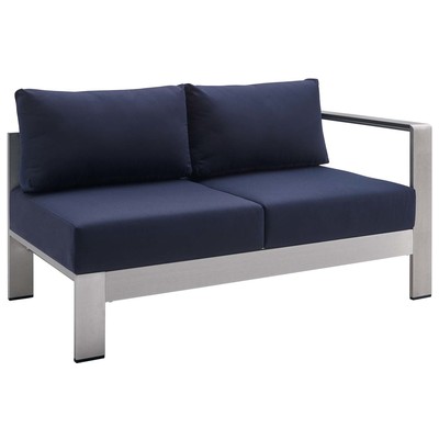 Sofas and Loveseat Modway Furniture Shore Silver Navy EEI-4222-SLV-NAV 889654993261 Sofa Sectionals Loveseat Love seatSectional So Sofa Set set 