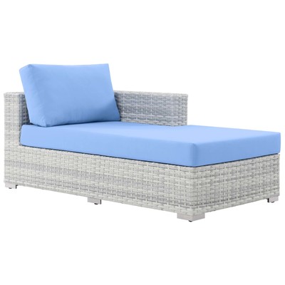 Outdoor Beds Modway Furniture Convene Light Gray Light Blue EEI-4304-LGR-LBU 889654975953 Daybeds and Lounges Blue navy teal turquiose indig Aluminum Frame Aluminum Alumin Aluminum Synthetic Rattan Chaise 