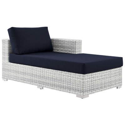 Outdoor Beds Modway Furniture Convene Light Gray Navy EEI-4304-LGR-NAV 889654977353 Daybeds and Lounges Blue navy teal turquiose indig Aluminum Frame Aluminum Alumin Aluminum Synthetic Rattan Chaise 