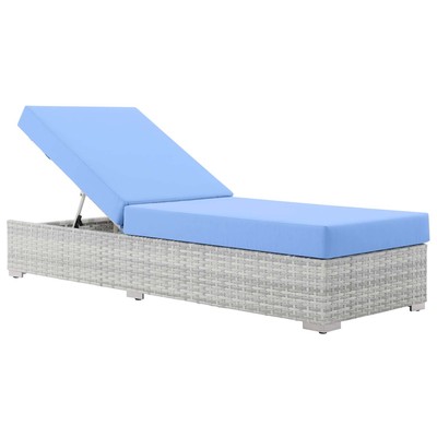 Outdoor Beds Modway Furniture Convene Light Gray Light Blue EEI-4307-LGR-LBU 889654975922 Daybeds and Lounges Blue navy teal turquiose indig Aluminum Frame Aluminum Alumin Aluminum Synthetic Rattan Chaise 
