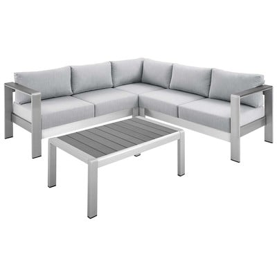 Sofas and Loveseat Modway Furniture Shore Silver Gray EEI-4314-SLV-GRY-SET 889654954088 Sofa Sectionals Loveseat Love seatSectional So Sofa Set set 
