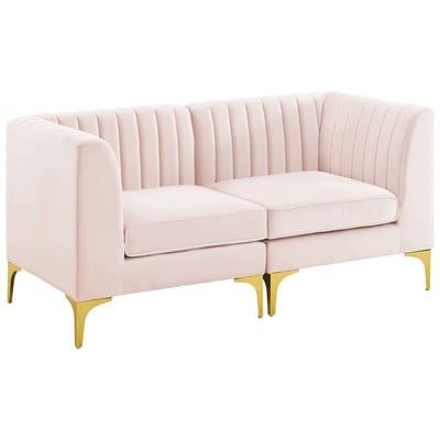 Sofas and Loveseat Modway Furniture Triumph Pink EEI-4346-PNK 889654971900 Sofas and Armchairs Chaise LoungeLoveseat Love sea Velvet Contemporary Contemporary/Mode Sofa Set setTufted tufting 